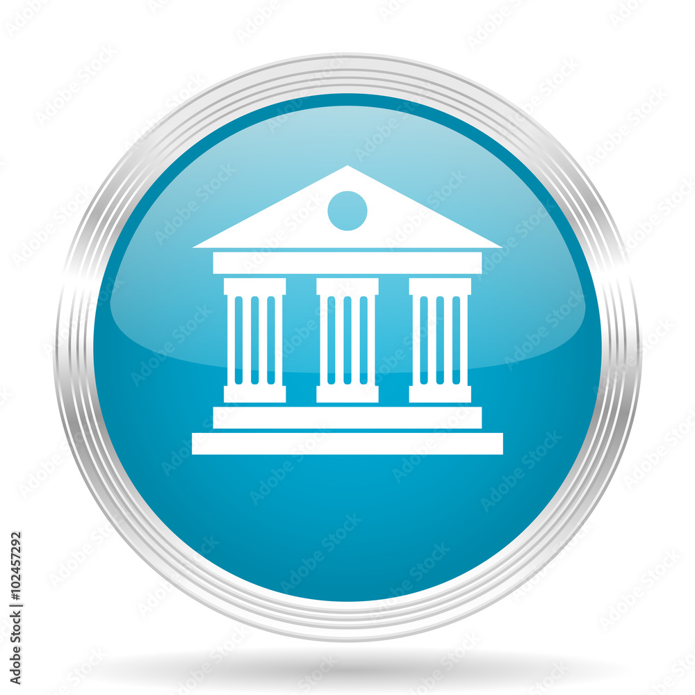 museum blue glossy metallic circle modern web icon on white background museum blue glossy metallic circle modern web icon on white background