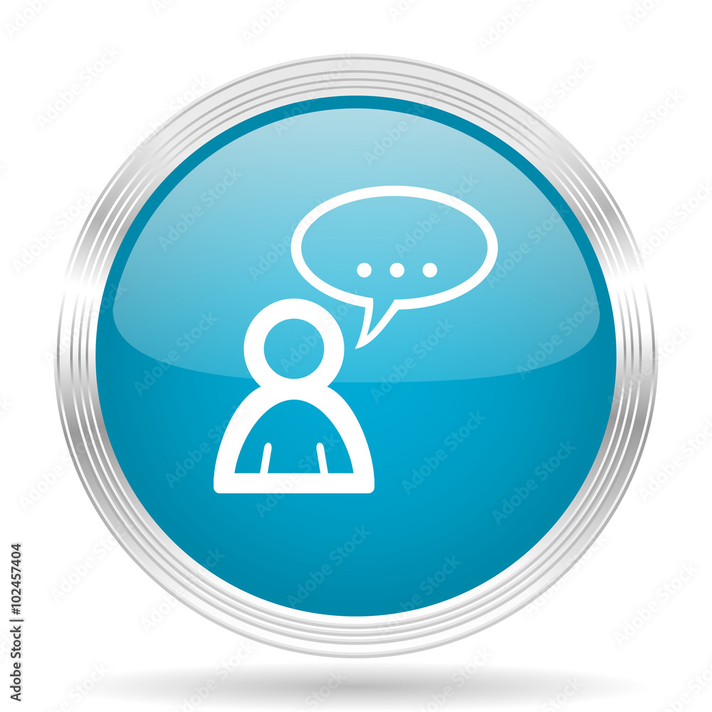 forum blue glossy metallic circle modern web icon on white background forum blue glossy metallic circle modern web icon on white background
