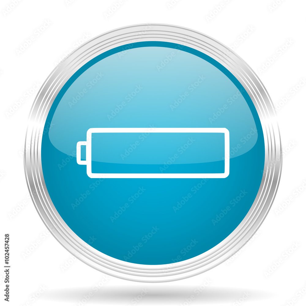 battery blue glossy metallic circle modern web icon on white background battery blue glossy metallic circle modern web icon on white background