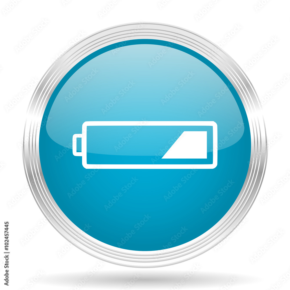 battery blue glossy metallic circle modern web icon on white background battery blue glossy metallic circle modern web icon on white background