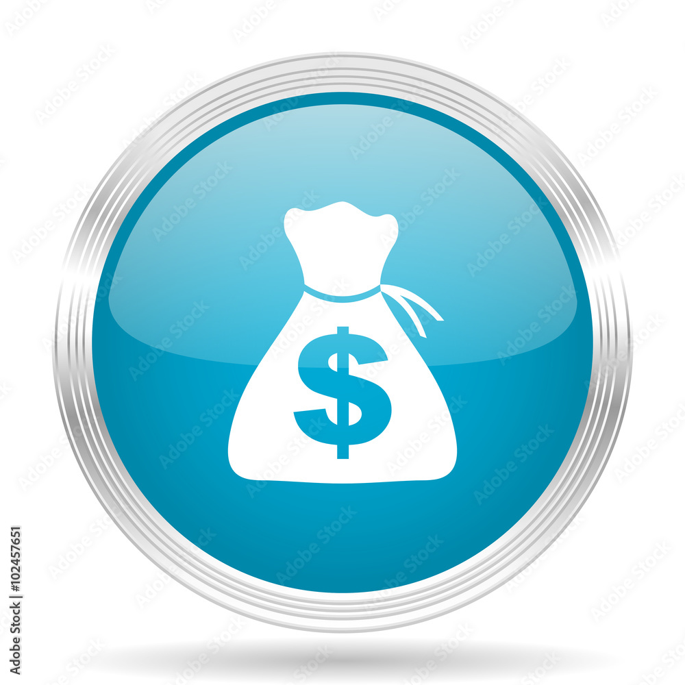 money blue glossy metallic circle modern web icon on white background money blue glossy metallic circle modern web icon on white background