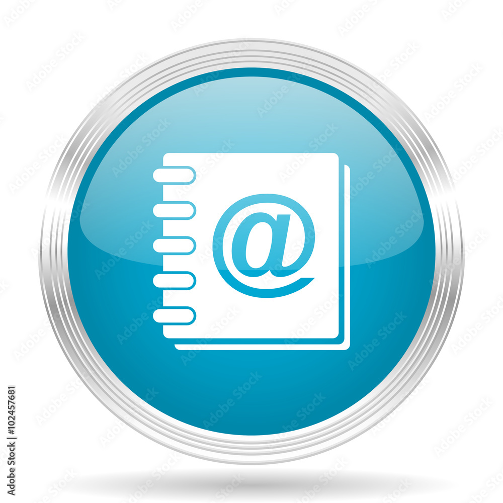 address book blue glossy metallic circle modern web icon on white background address book blue glossy metallic circle modern web icon on white background
