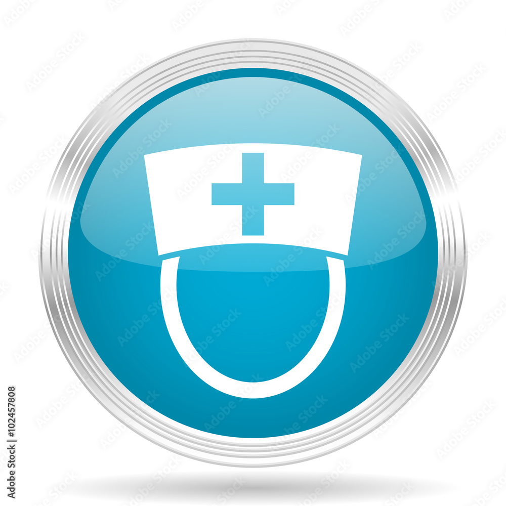 nurse blue glossy metallic circle modern web icon on white background nurse blue glossy metallic circle modern web icon on white background