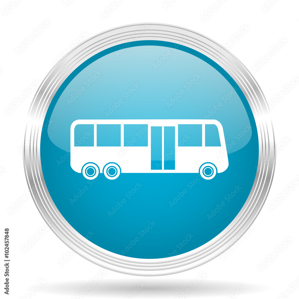 bus blue glossy metallic circle modern web icon on white background bus blue glossy metallic circle modern web icon on white background
