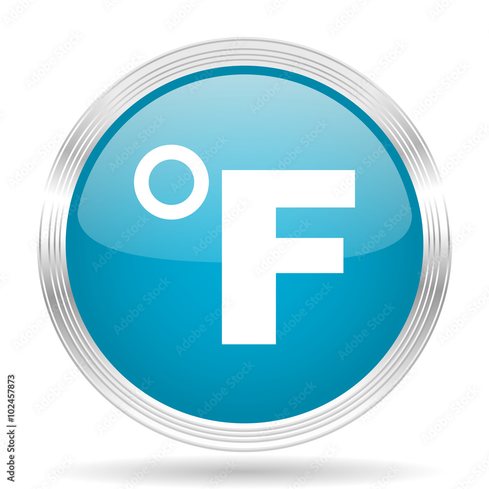 fahrenheit blue glossy metallic circle modern web icon on white background fahrenheit blue glossy metallic circle modern web icon on white background