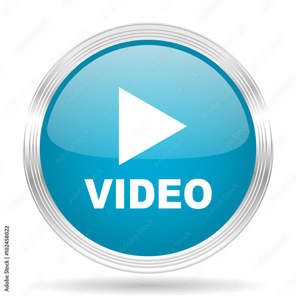 video blue glossy metallic circle modern web icon on white background video blue glossy metallic circle modern web icon on white background