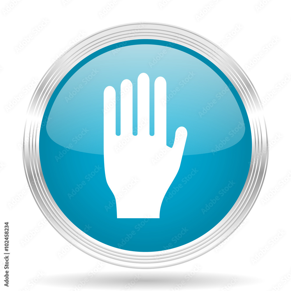 stop blue glossy metallic circle modern web icon on white background stop blue glossy metallic circle modern web icon on white background
