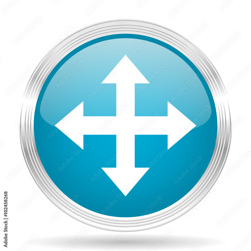 arrow blue glossy metallic circle modern web icon on white background arrow blue glossy metallic circle modern web icon on white background