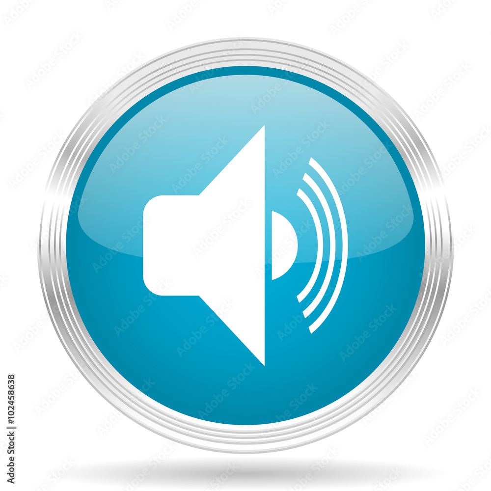 volume blue glossy metallic circle modern web icon on white background volume blue glossy metallic circle modern web icon on white background