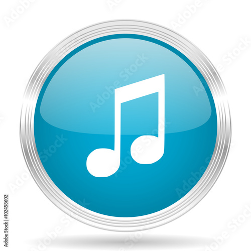 music blue glossy metallic circle modern web icon on white background