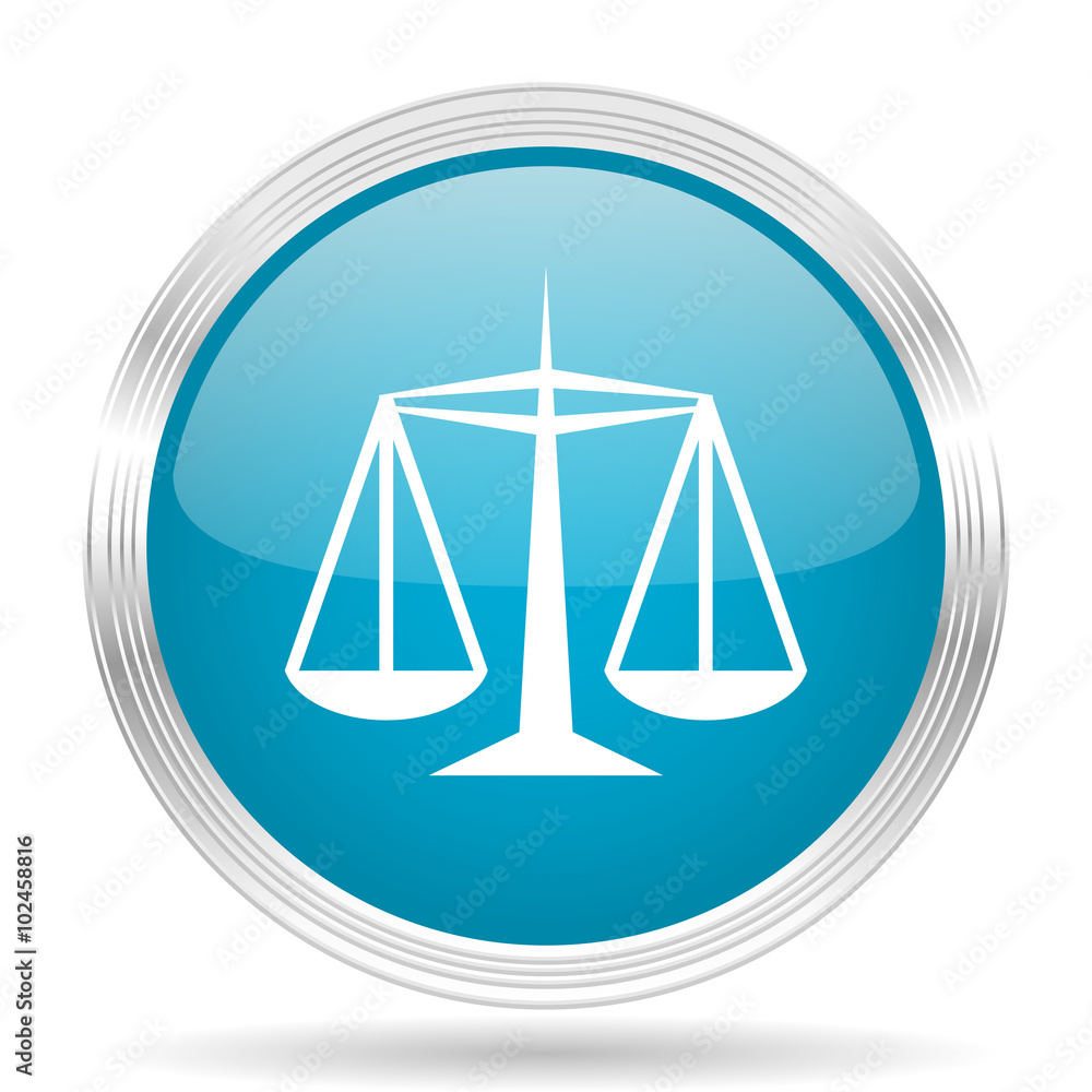 justice blue glossy metallic circle modern web icon on white background justice blue glossy metallic circle modern web icon on white background