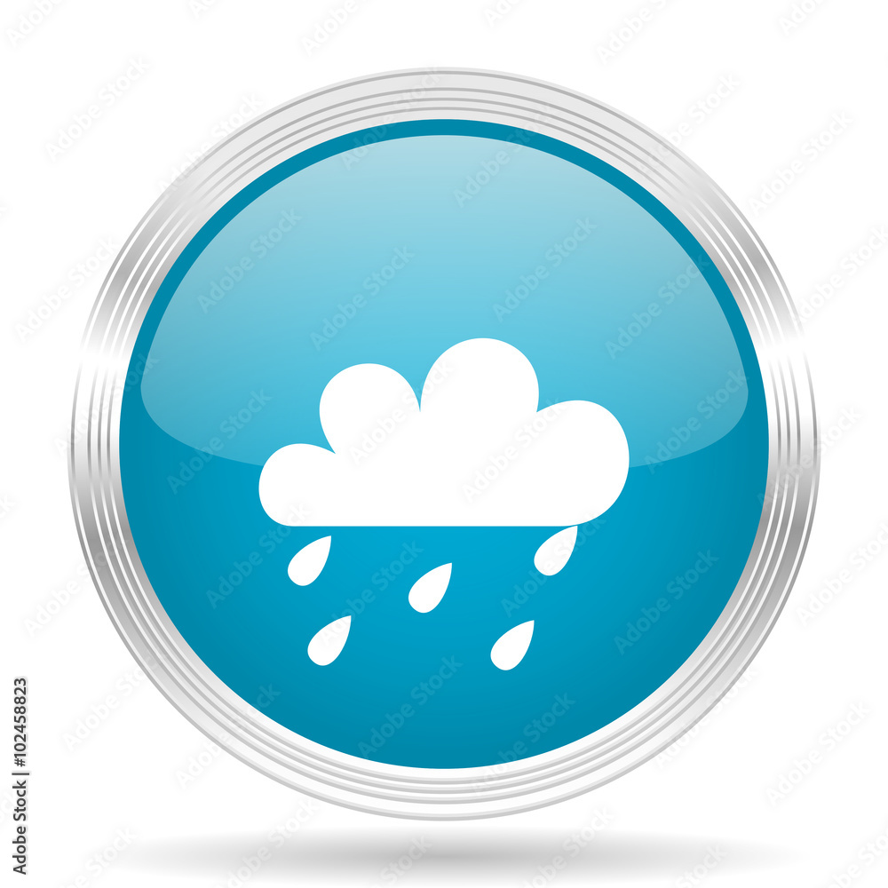 rain blue glossy metallic circle modern web icon on white background rain blue glossy metallic circle modern web icon on white background