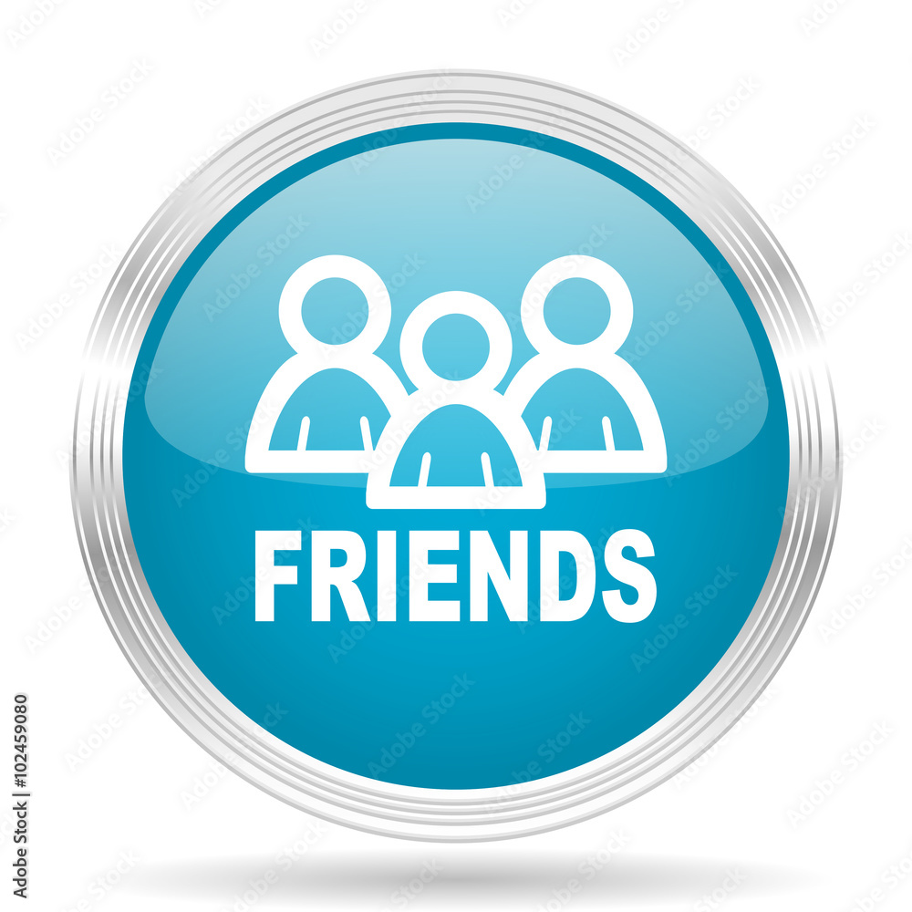friends blue glossy metallic circle modern web icon on white background friends blue glossy metallic circle modern web icon on white background