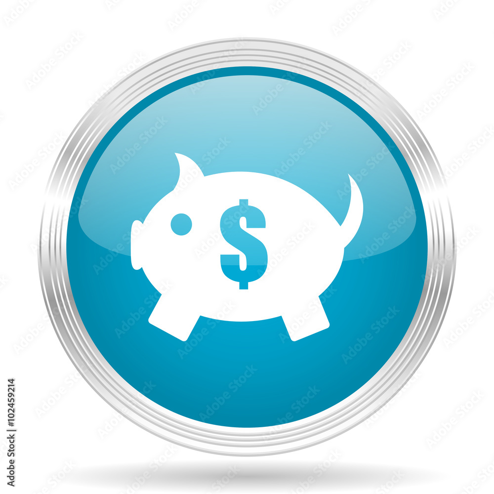 piggy bank blue glossy metallic circle modern web icon on white background piggy bank blue glossy metallic circle modern web icon on white background