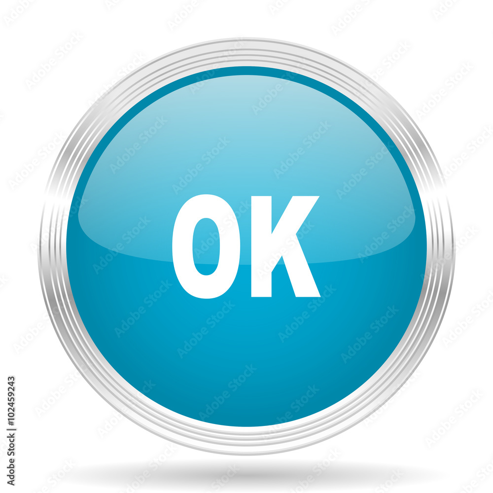 ok blue glossy metallic circle modern web icon on white background ok blue glossy metallic circle modern web icon on white background
