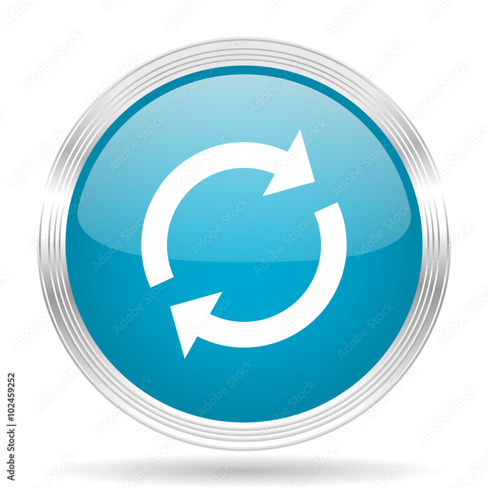reload blue glossy metallic circle modern web icon on white background reload blue glossy metallic circle modern web icon on white background