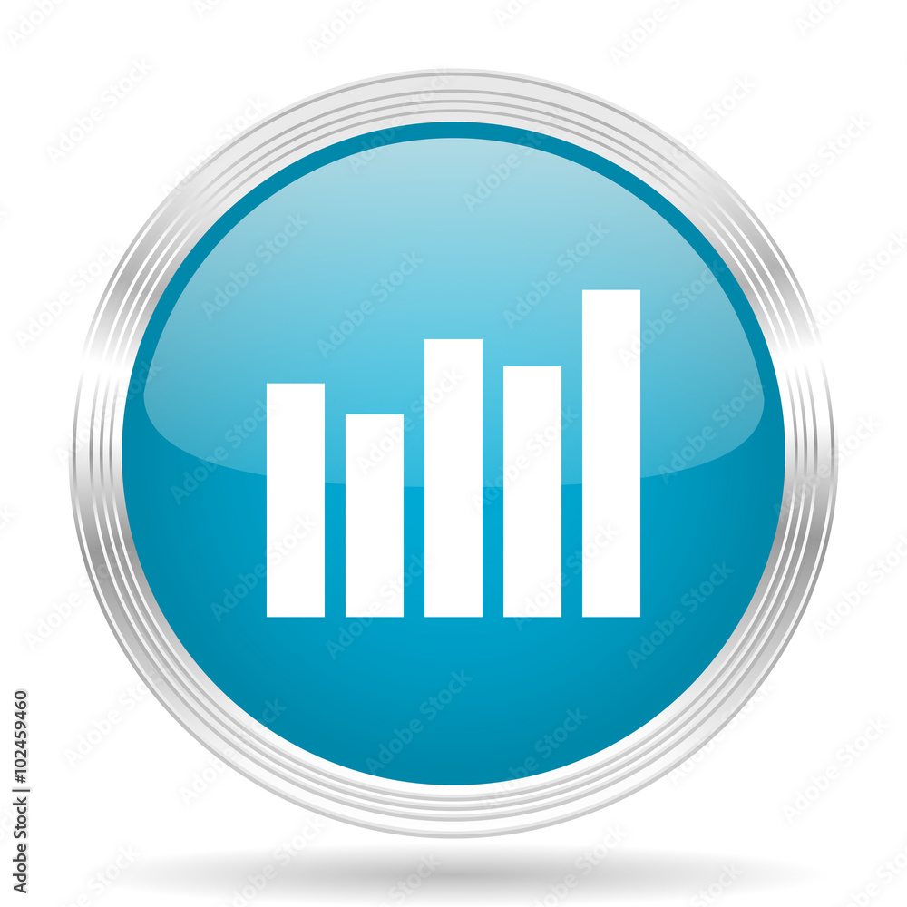 graph blue glossy metallic circle modern web icon on white background graph blue glossy metallic circle modern web icon on white background