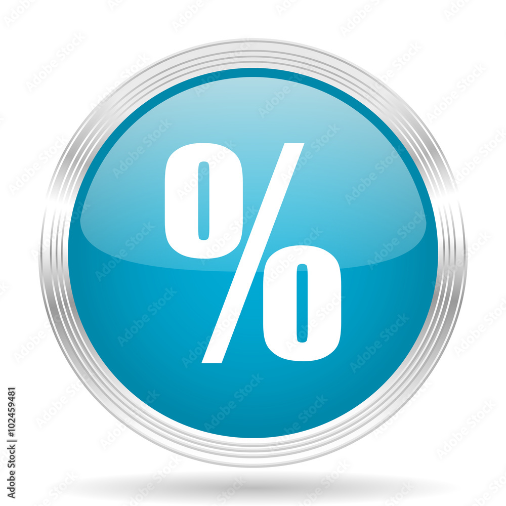 percent blue glossy metallic circle modern web icon on white background percent blue glossy metallic circle modern web icon on white background