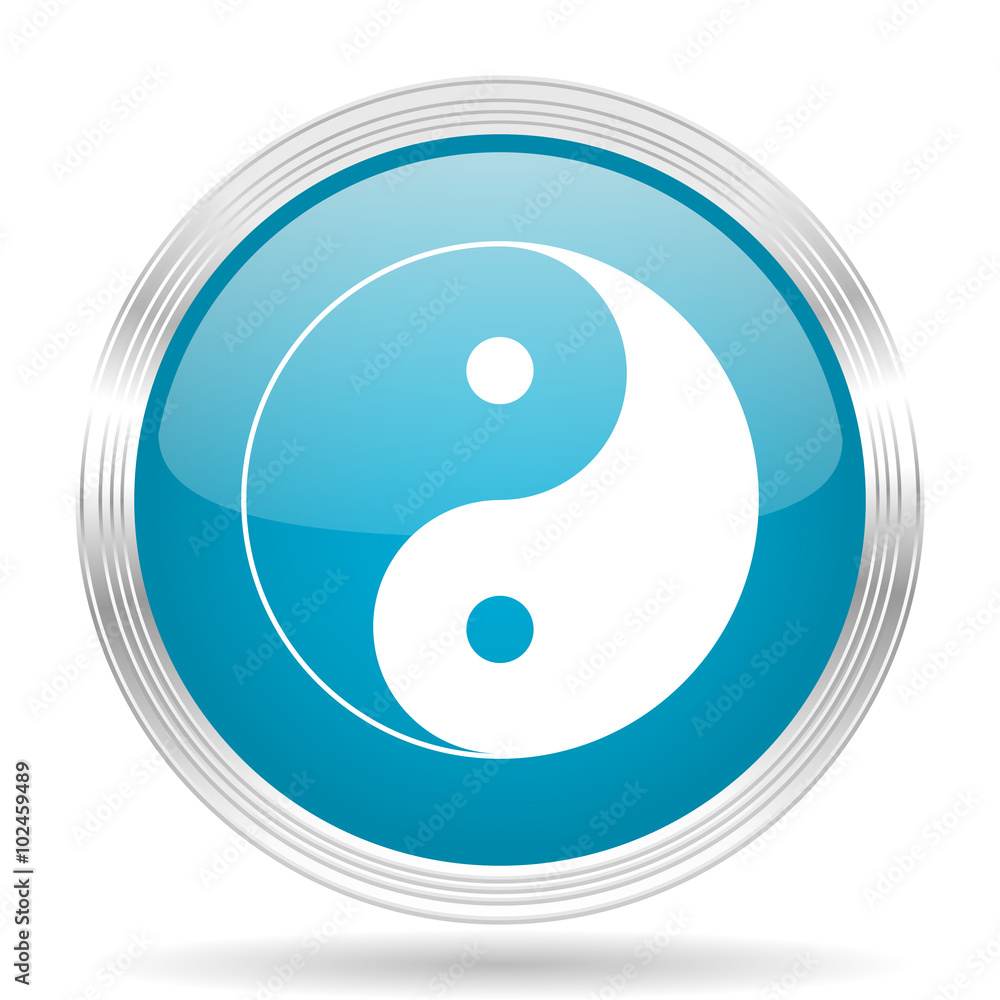 ying yang blue glossy metallic circle modern web icon on white background ying yang blue glossy metallic circle modern web icon on white background