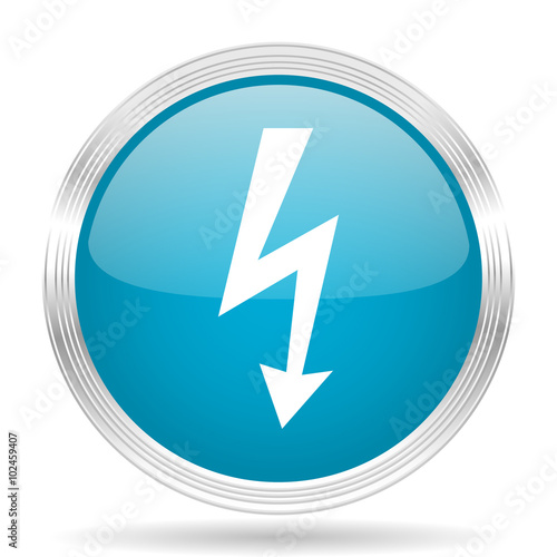 Free Download bolt blue glossy metallic circle modern web icon on white background - GFXLoad