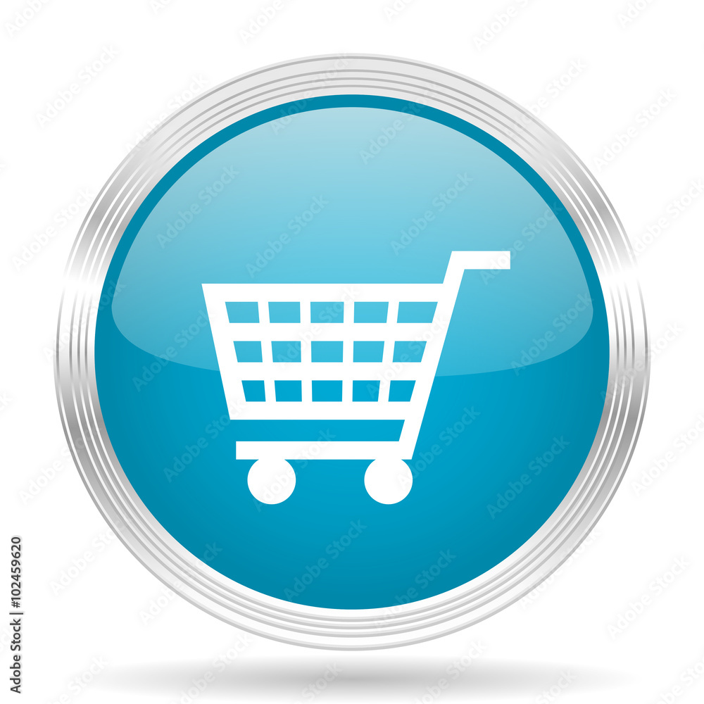 cart blue glossy metallic circle modern web icon on white background cart blue glossy metallic circle modern web icon on white background