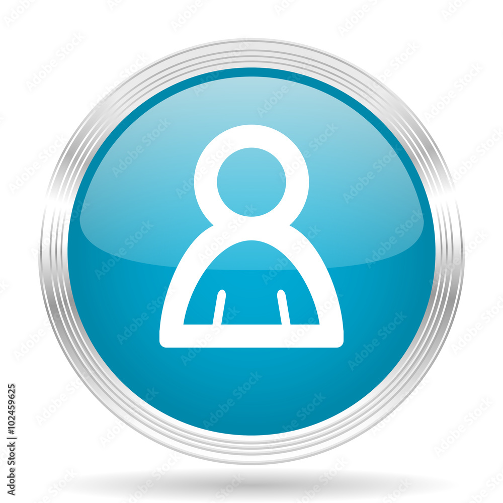 person blue glossy metallic circle modern web icon on white background
