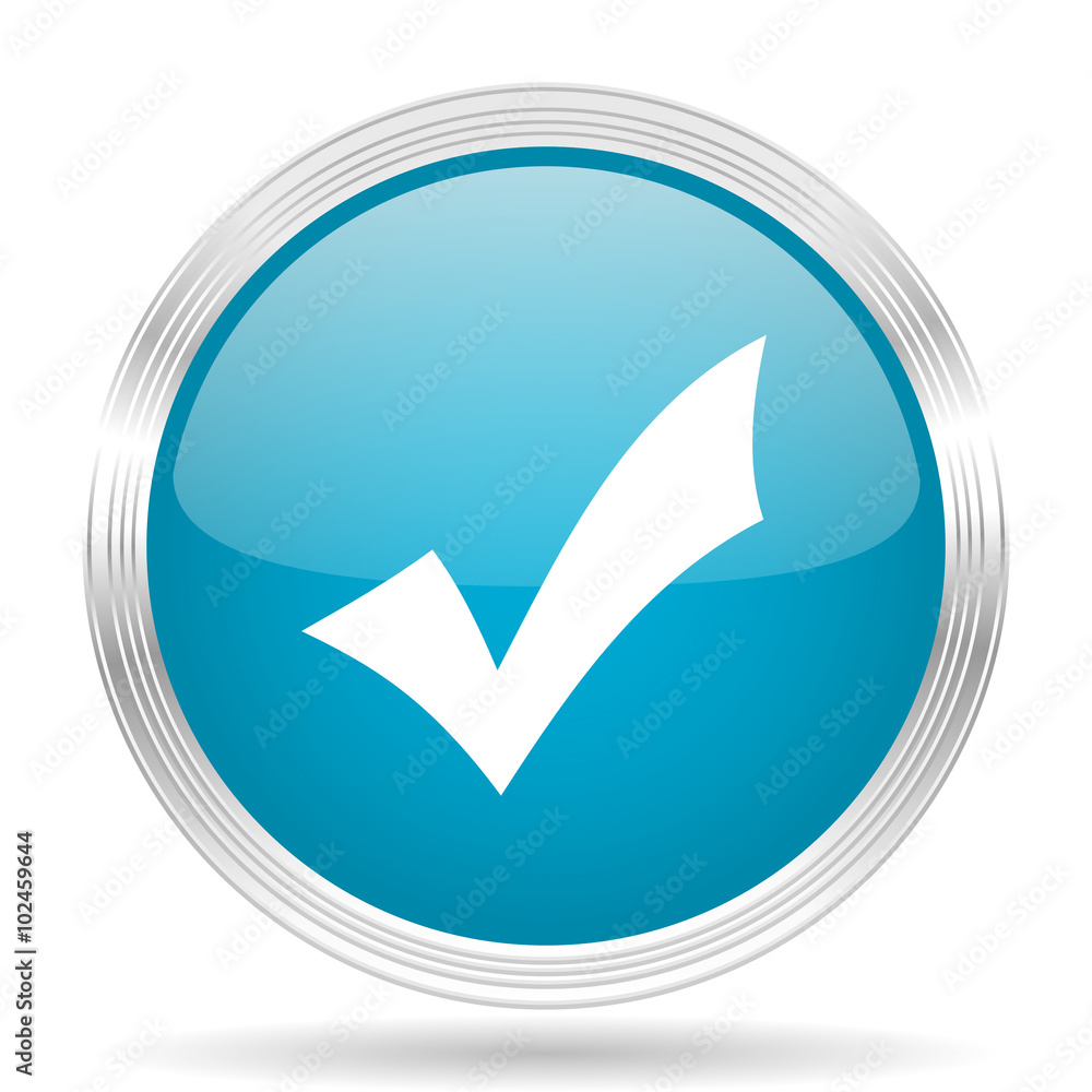 accept blue glossy metallic circle modern web icon on white background accept blue glossy metallic circle modern web icon on white background
