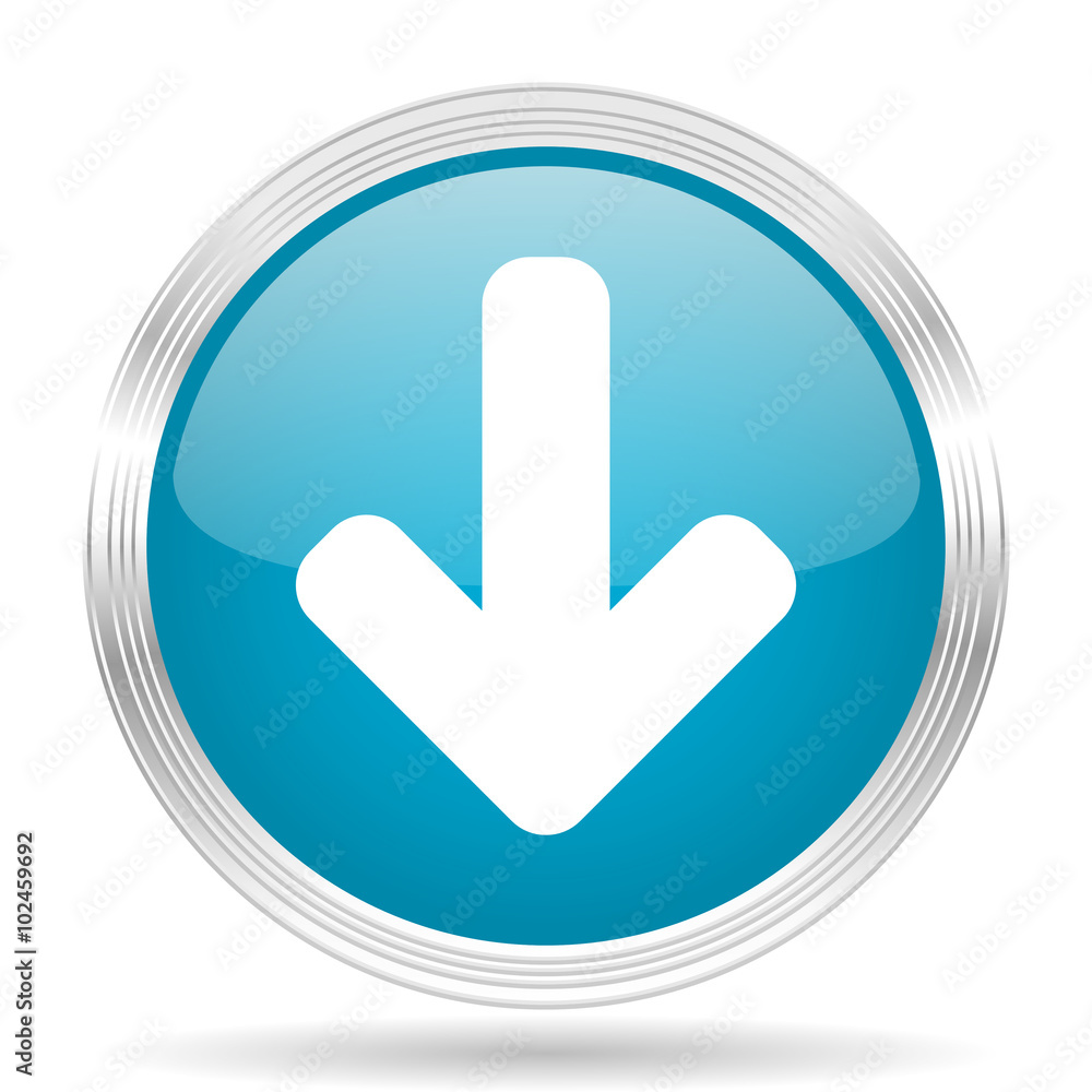 download arrow blue glossy metallic circle modern web icon on white background download arrow blue glossy metallic circle modern web icon on white background