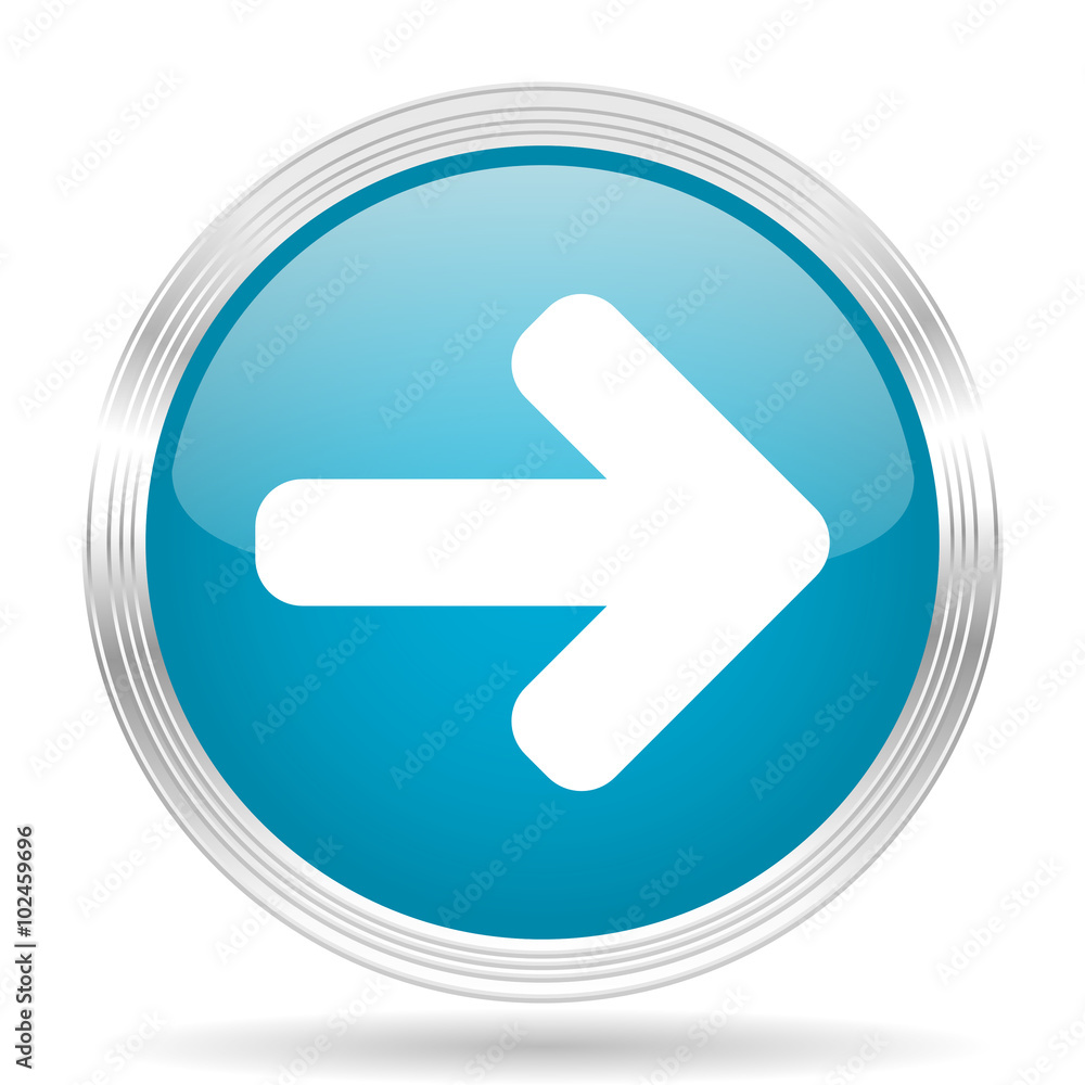 right arrow blue glossy metallic circle modern web icon on white background right arrow blue glossy metallic circle modern web icon on white background