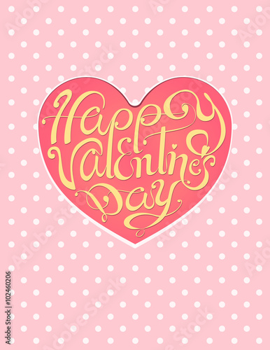 Happy valentines day vintage lettering pink background