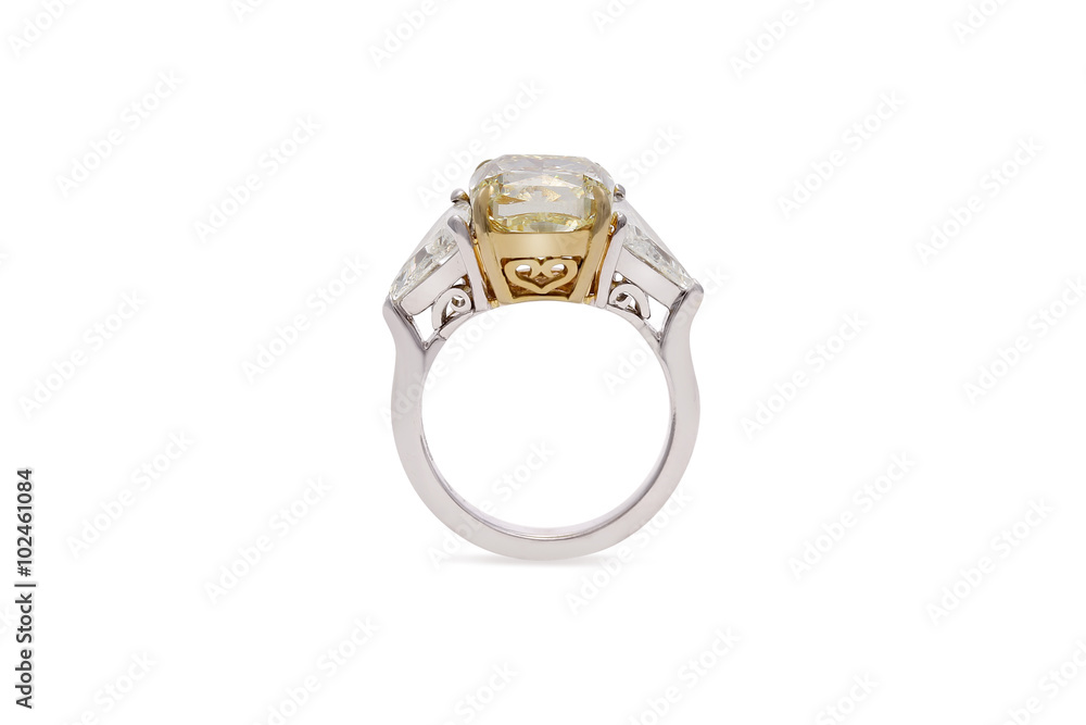 Gorgeous Radiant Cut Yellow Diamond Ring with Trillion Side Stones Gorgeous Radiant Cut Yellow Diamond Ring with Trillion Side Stones