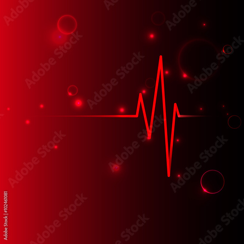 Dark red background with cardiogram heart