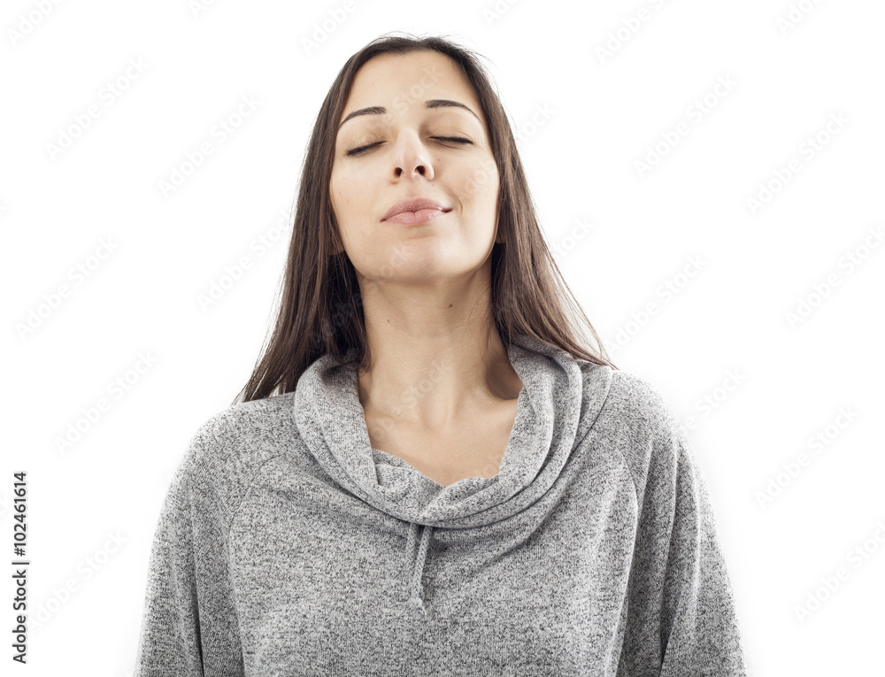 Relax young woman on white background Relax young woman on white background