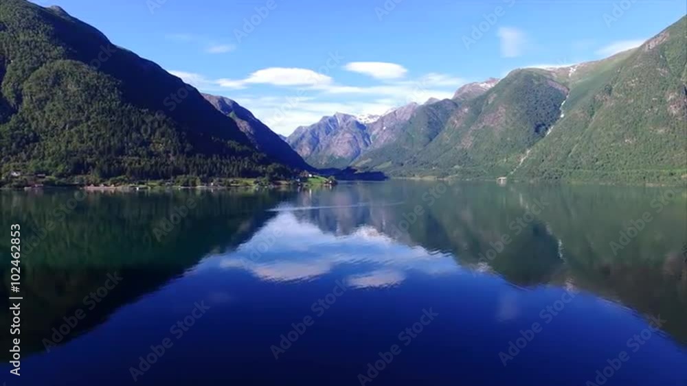 Scenic flight above fjord surrounded by beautiful mountains, Sognefjorden in Norway. Aerial 4k Ultra HD. Scenic flight above fjord surrounded by beautiful mountains, Sognefjorden in Norway. Aerial 4k Ultra HD.