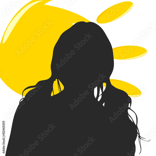 girl silhouette illustration with sun