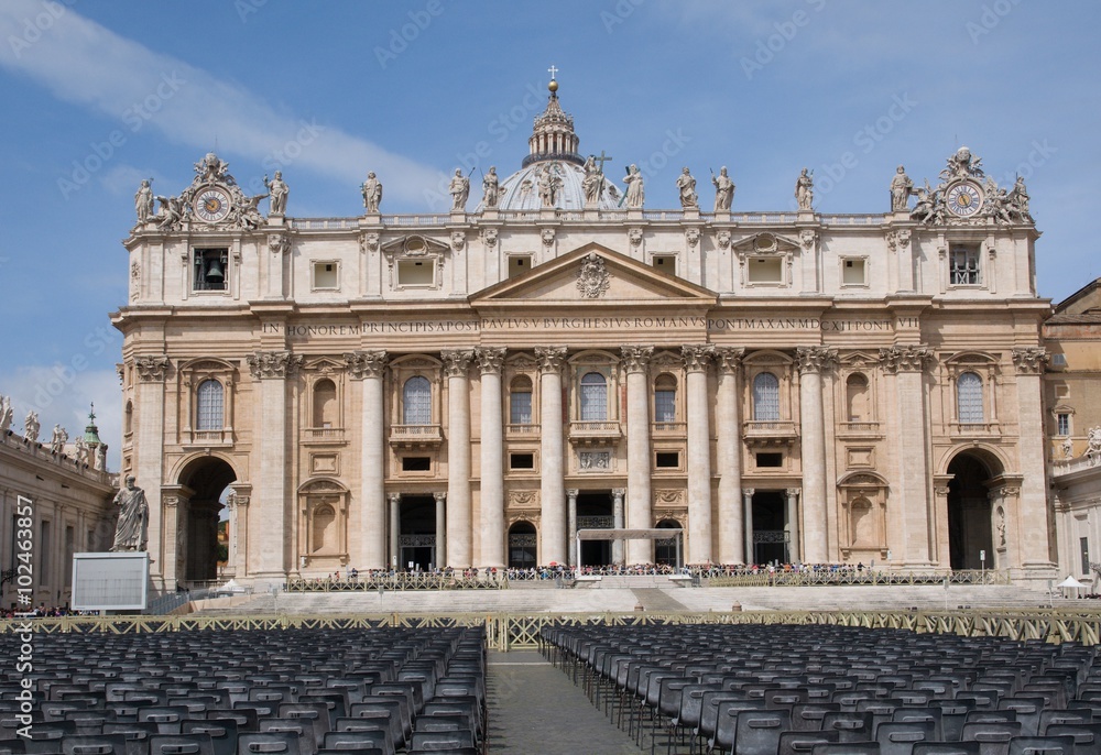 Saint Peter's Basilica at St. Peter's Square in Vatican, Rome, Italy 