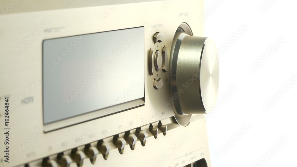 Turning up or down the volume on a av receiver , close up:Ultra HD 4K High quality footage size (3840x2160)