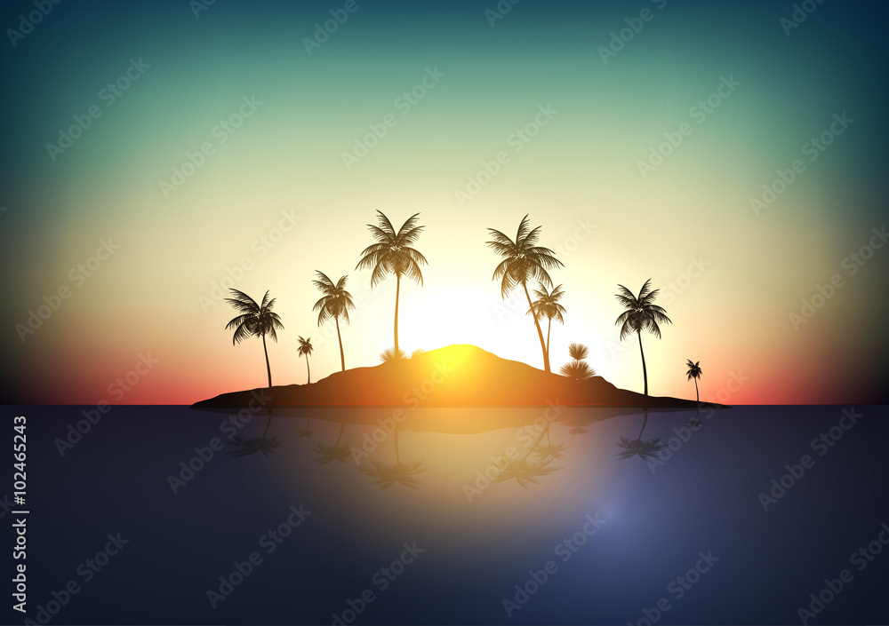 Tropical Island - Vector Illustration