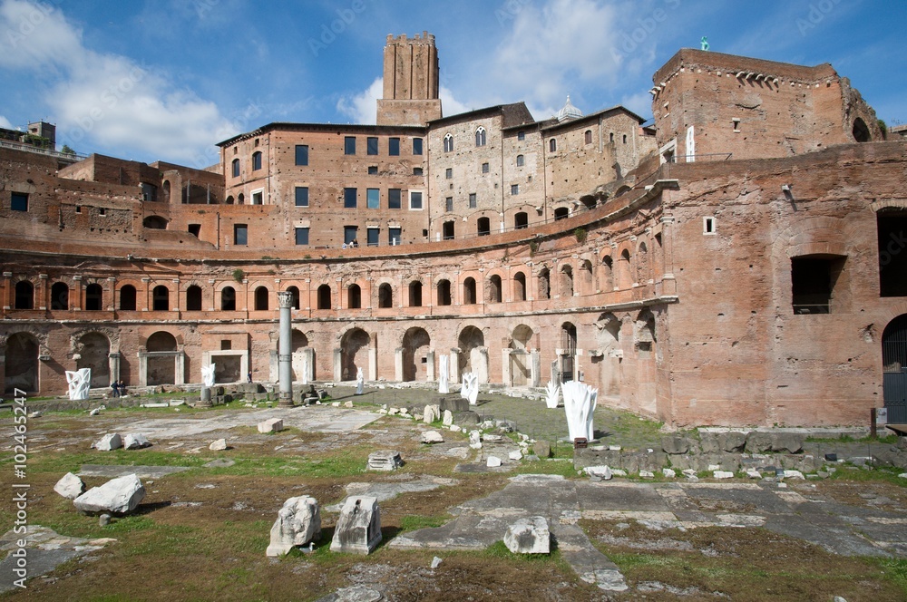 Ruins Trajans Forum in Rome, Italy