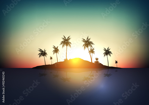 Tropical Island - Vector Illustration