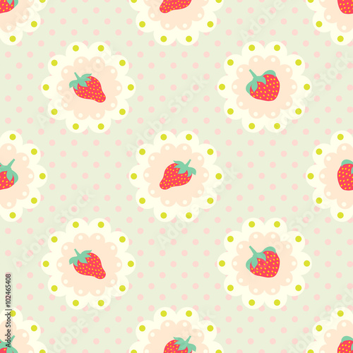 Retro strawberry  pattern. Shabby chic style
