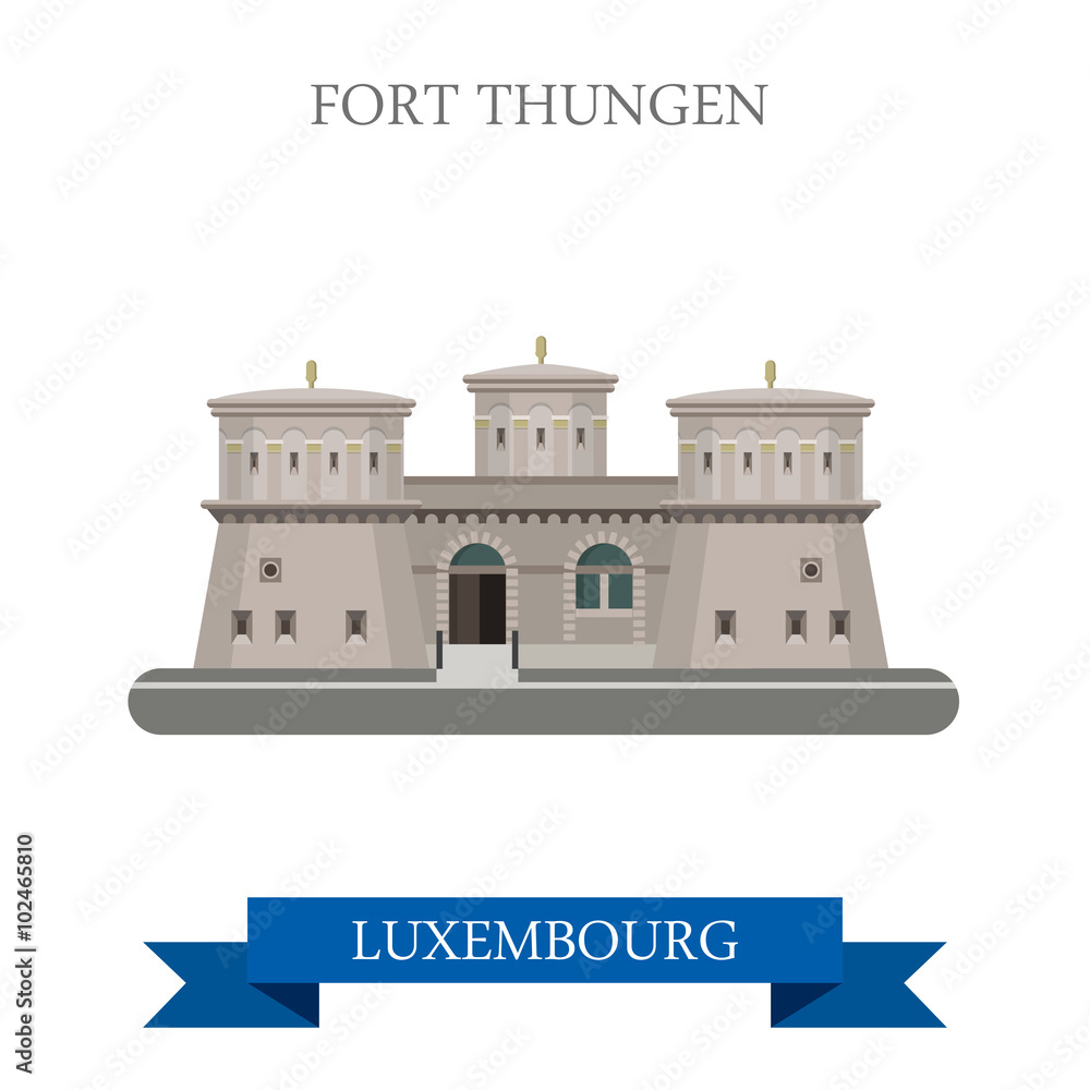 Fort Thungen in Luxembourg flat vector attraction sight landmark Fort Thungen in Luxembourg flat vector attraction sight landmark