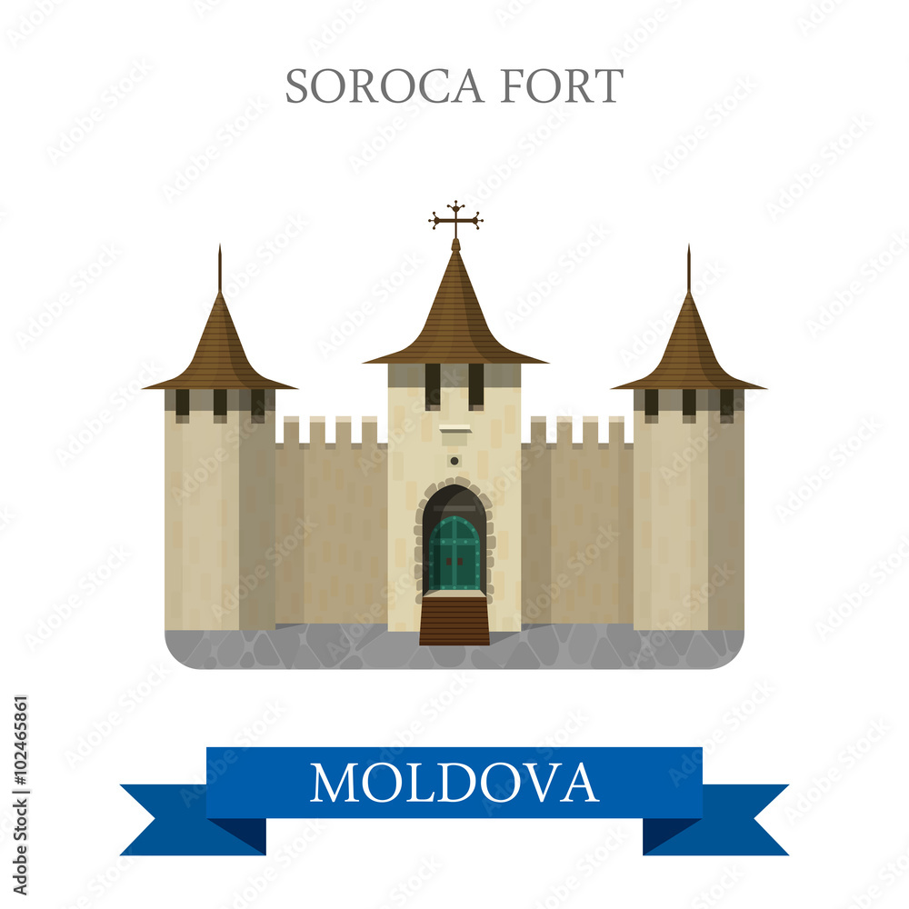 Soroca Fort in Moldova Europe﻿ flat vector attraction landmark