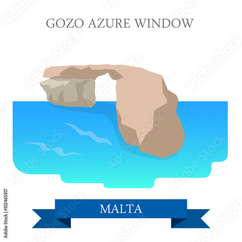 Gozo Azure Window Malta flat vector attraction sight landmark