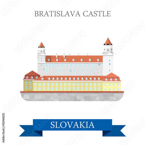 Bratislava Grad Castle Slovakia flat vector attraction sight
