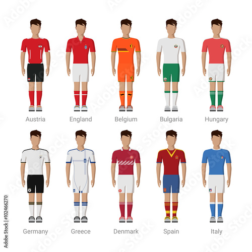 European football soccer team player uniform icon flat vector