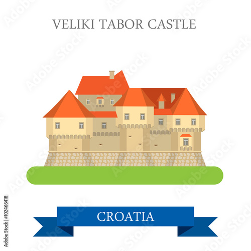 Veliki Tabor Castle Zagorje Croatia flat vector attraction sight