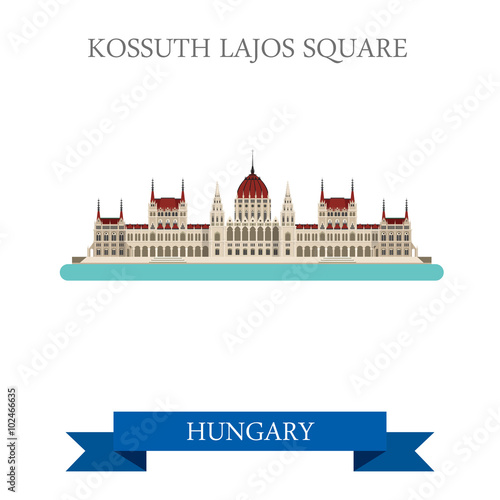 Kossuth Lajos Square Budapest Hungary flat vector attraction photo