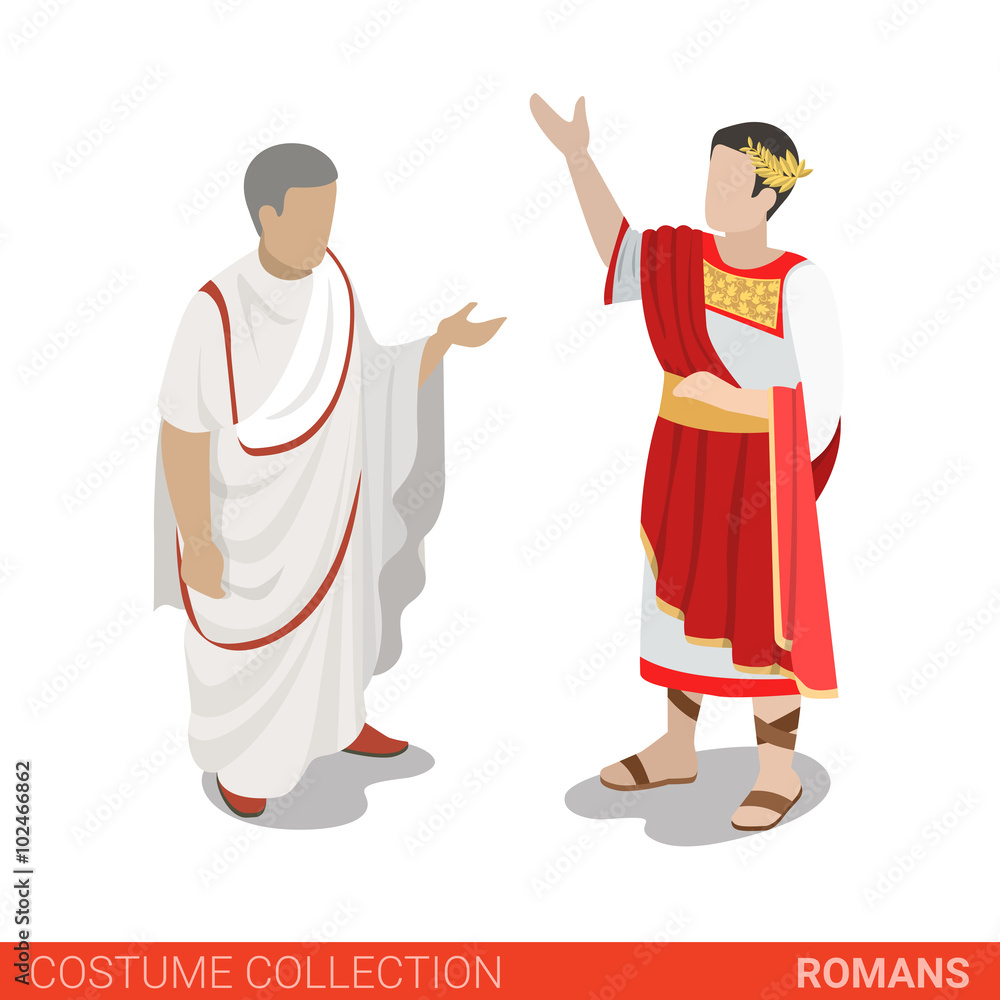 Roman Empire Caesar Senator flat 3d isometric costume collection Roman Empire Caesar Senator flat 3d isometric costume collection