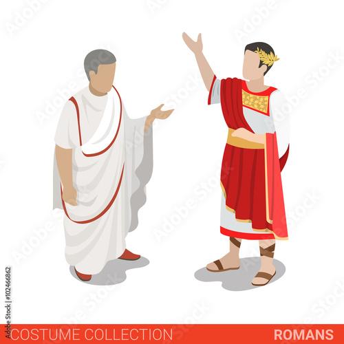 Roman Empire Caesar Senator flat 3d isometric costume collection